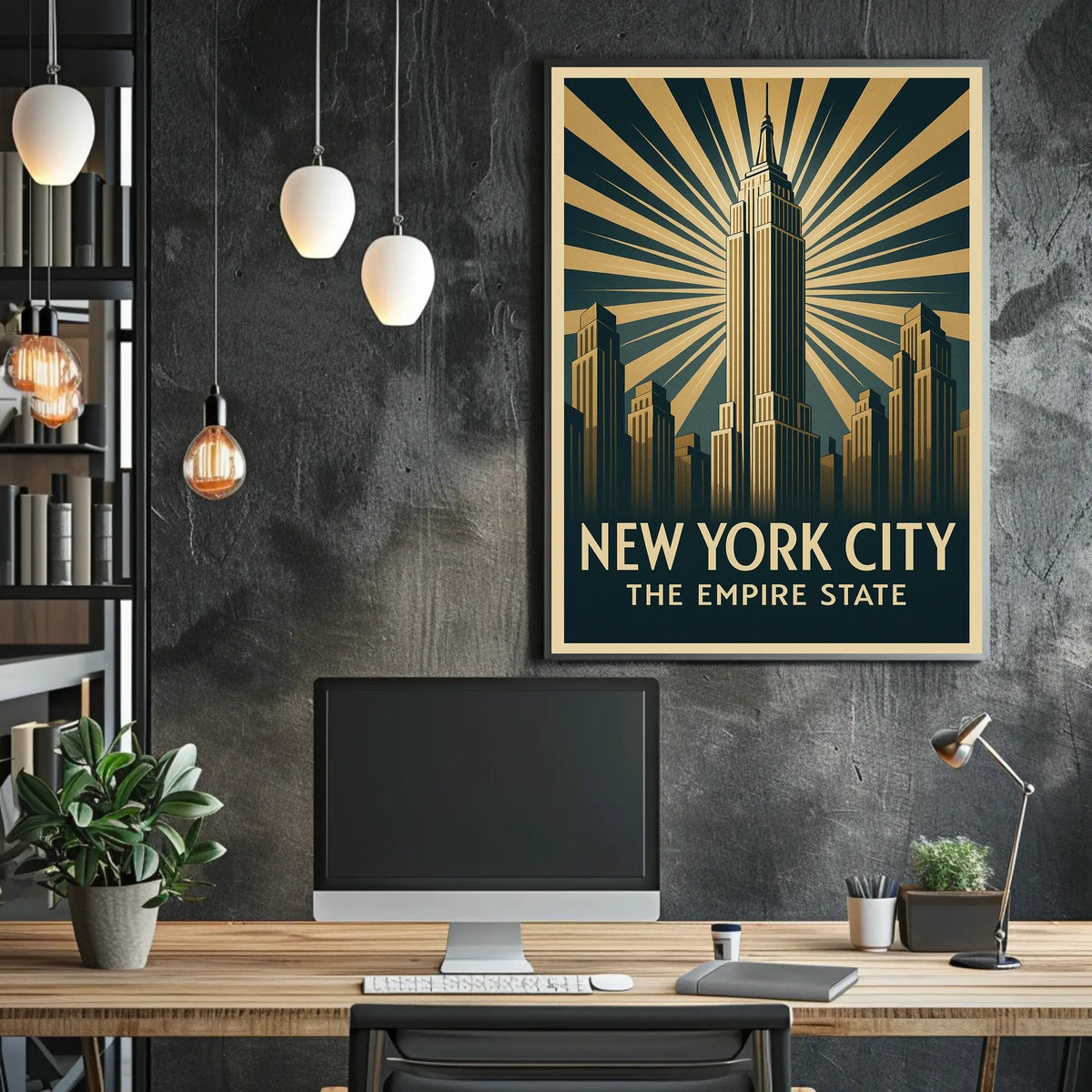 Empire State Building Poster Vintage Travel Wall Art