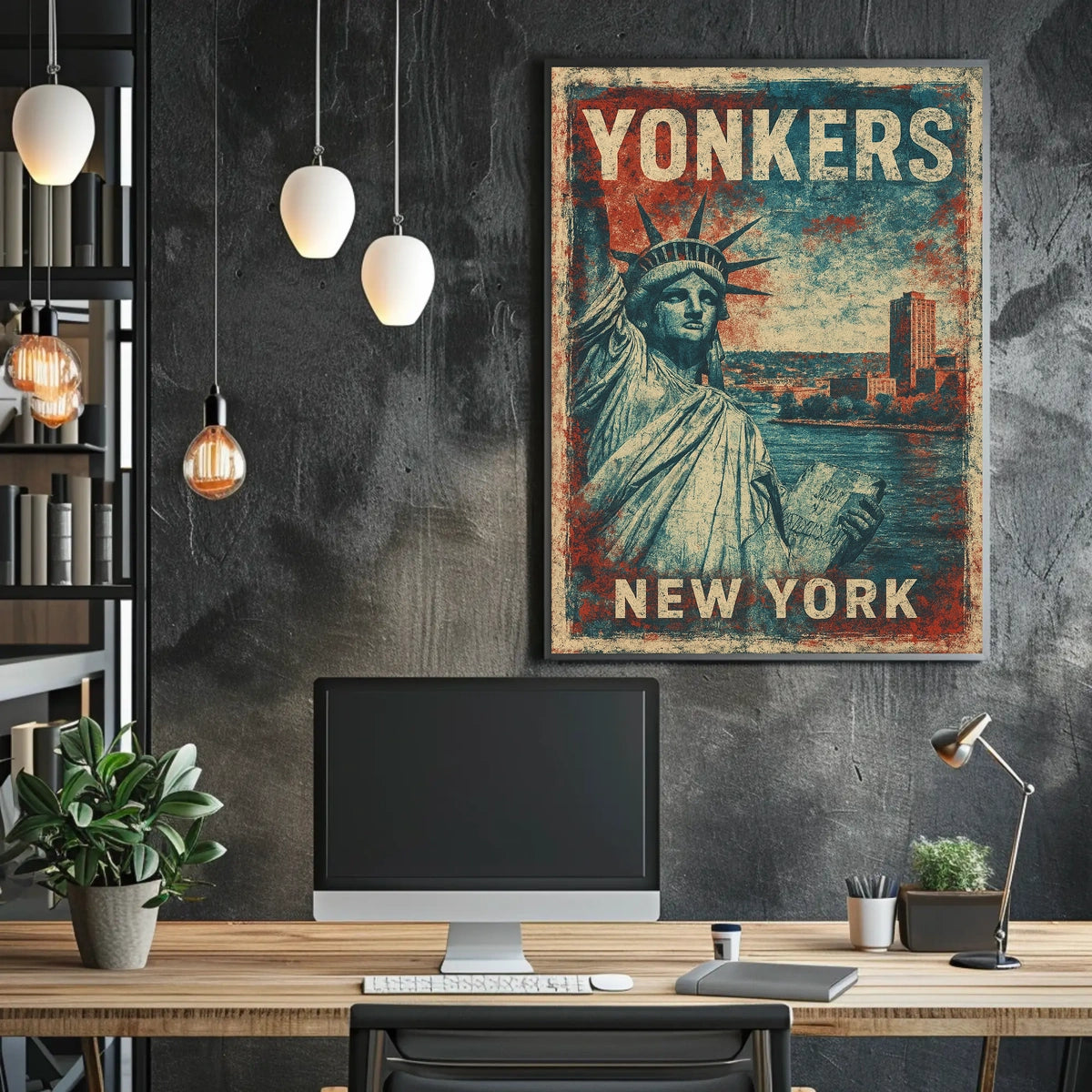 Yonkers Vintage Heritage Art Deco Cityscape Poster