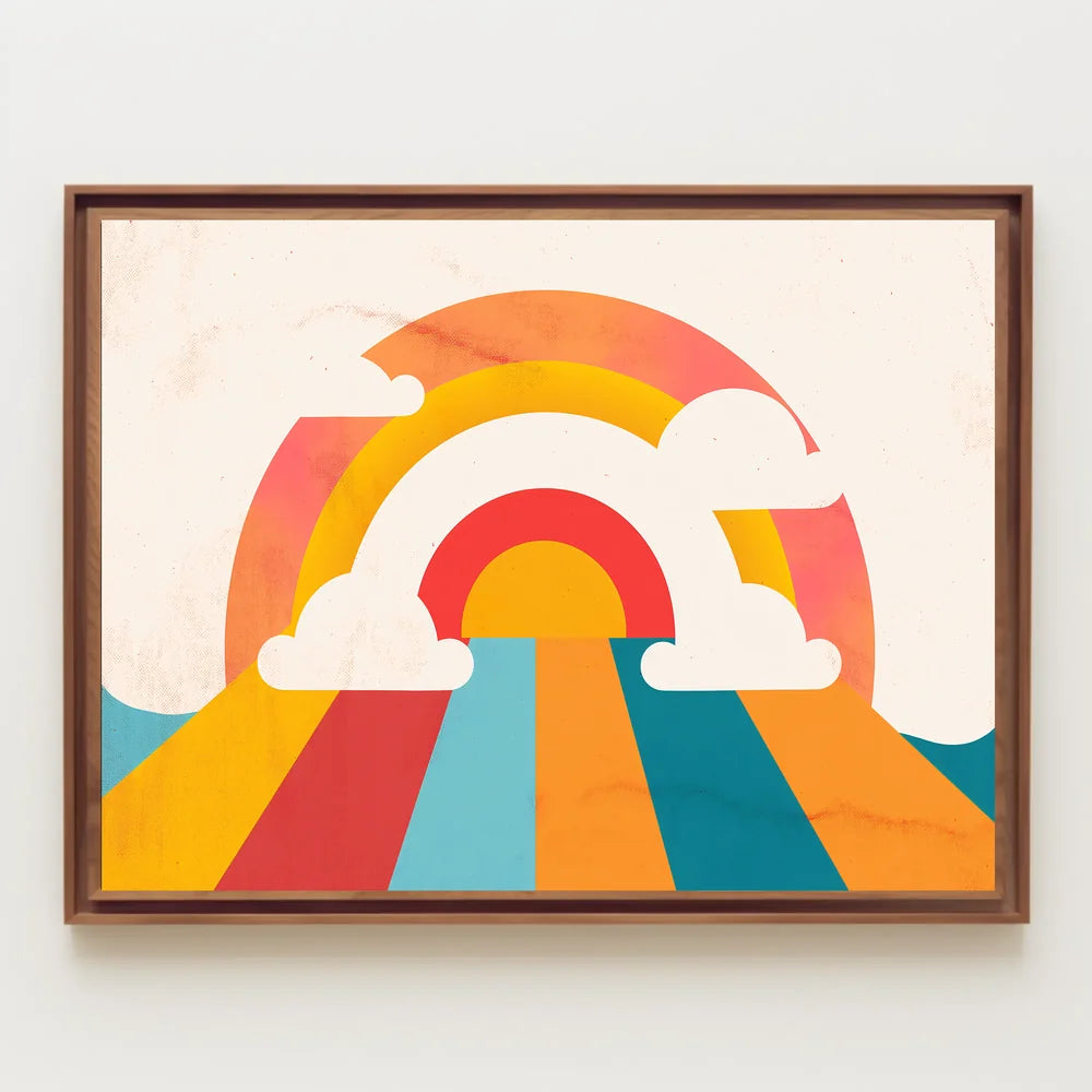 Retro Rainbow Mid-Century Modern Abstract Art Poster