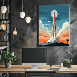 Rocket Launch At Dusk Poster