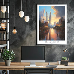 Kuala Lumpur Cityscape Art featuring Petronas Twin Towers Poster PosterGoat