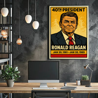 Ronald Reagan 40th President of the United States Inked Comic Style Poster