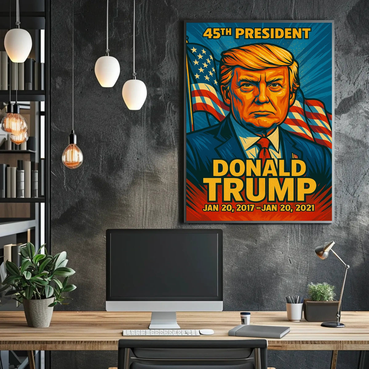 Donald Trump 45th President of the United States Colorful Comic Book Style Poster