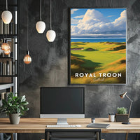 Scottish Coastal Golf Course Scene Sports Poster