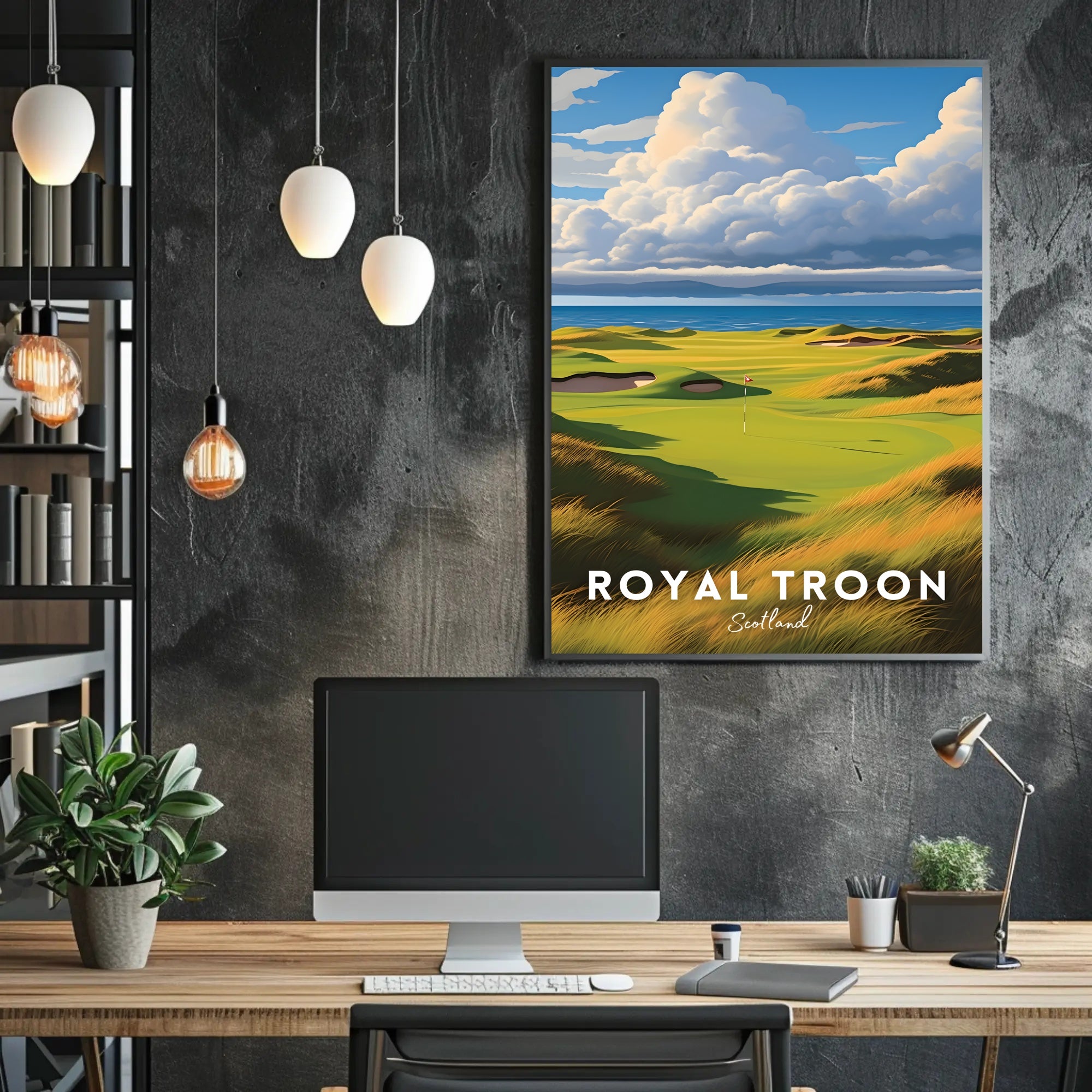 Scottish Coastal Golf Course Scene Sports Poster
