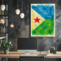 Abstract Landscape With Red Star Poster