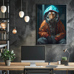 Tiger in Streetwear Urban Fashion Pop Culture Poster