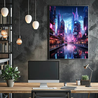 Neon Cityscape Poster