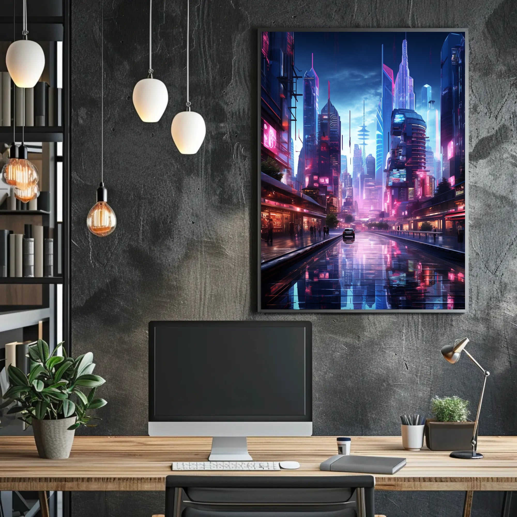 Neon Cityscape Poster