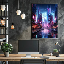 Neon Cityscape Poster