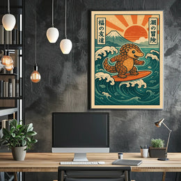 Surfing Pangolin Adventure Poster