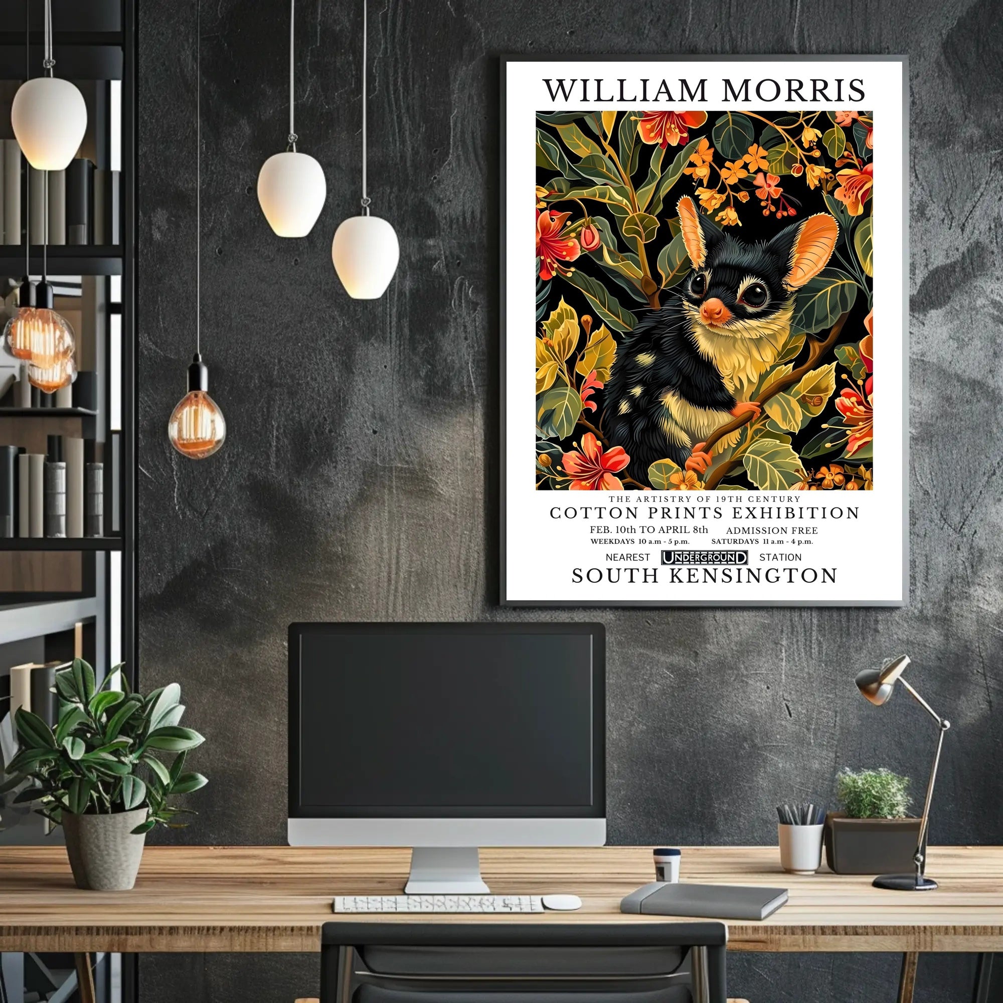 Vibrant Possum in Floral Wonderland Artistic Poster