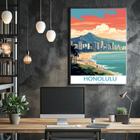 Honolulu Coastal Cityscape Art: Urban or Cityscape Poster