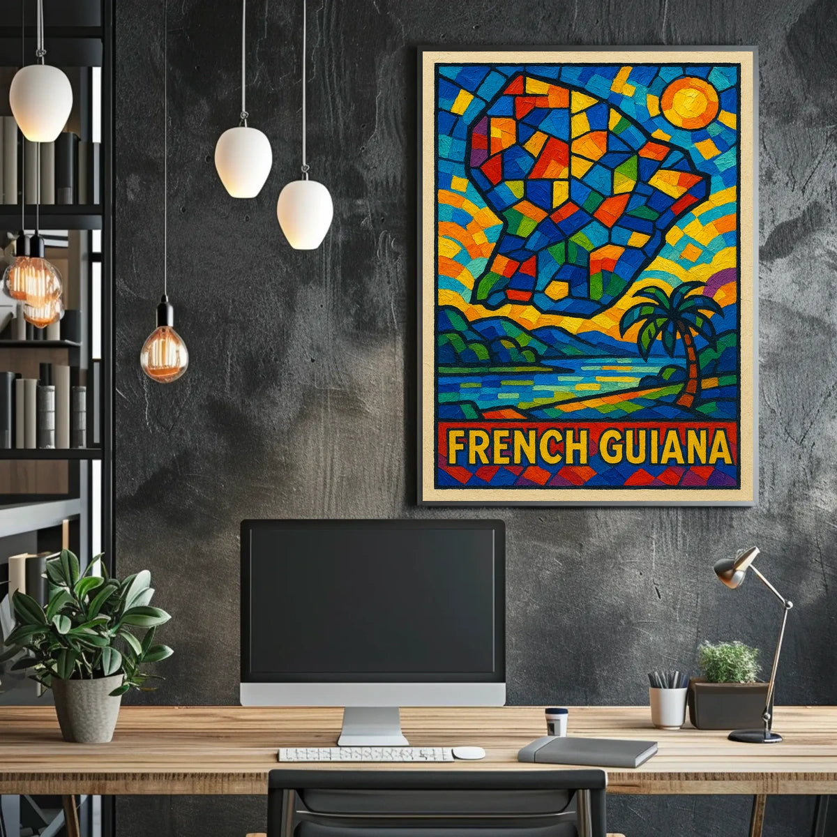 French Guiana Mosaic Art Poster