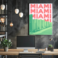 Miami Beachline with Vibrant Architecture Travel Poster PosterGoat