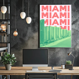 Miami Beachline with Vibrant Architecture Travel Poster PosterGoat