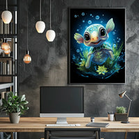 Whimsical Baby Turtle Underwater Fantasy Art Poster