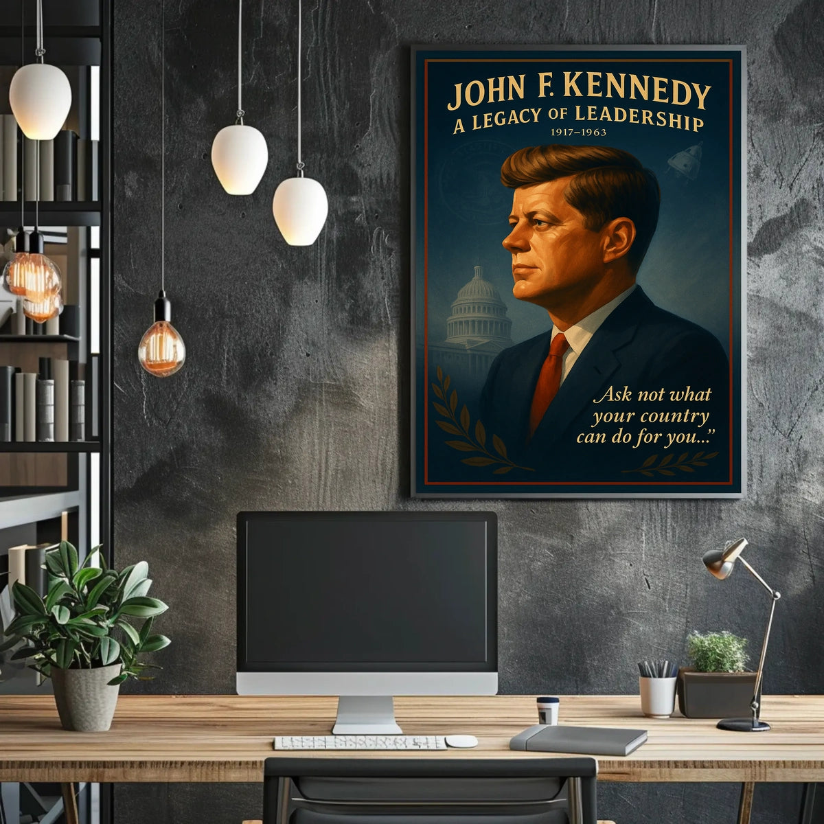 Patriotic Tribute Poster: Leadership and Inspiration Art