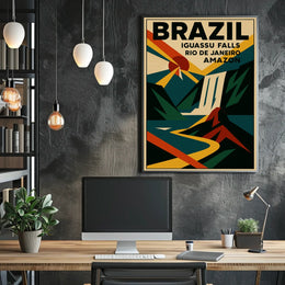 Vintage Brazil Travel Poster: Iguassu & Rio Adventure
