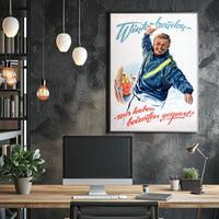 Cheerful Winter Scene Vintage Propaganda Poster PosterGoat