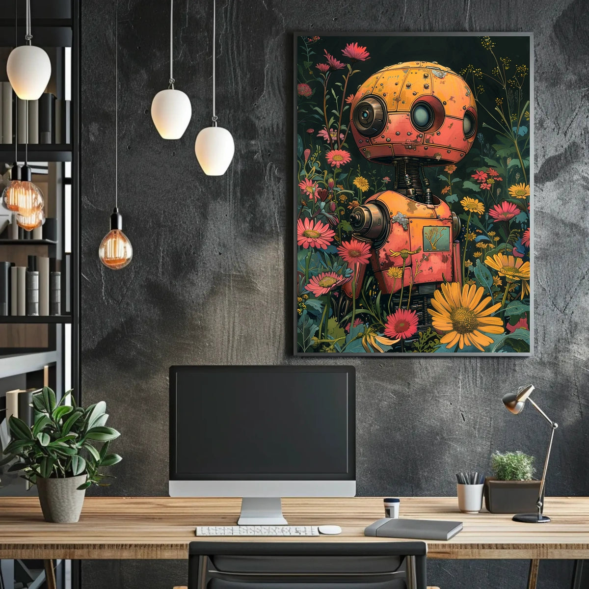 Robot In Bloom Poster