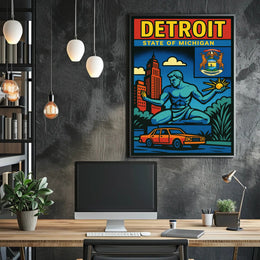 Detroit State of Michigan Poster PosterGoat
