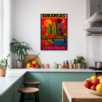 Arkansas Little Rock Skyline Vintage Travel Poster Art