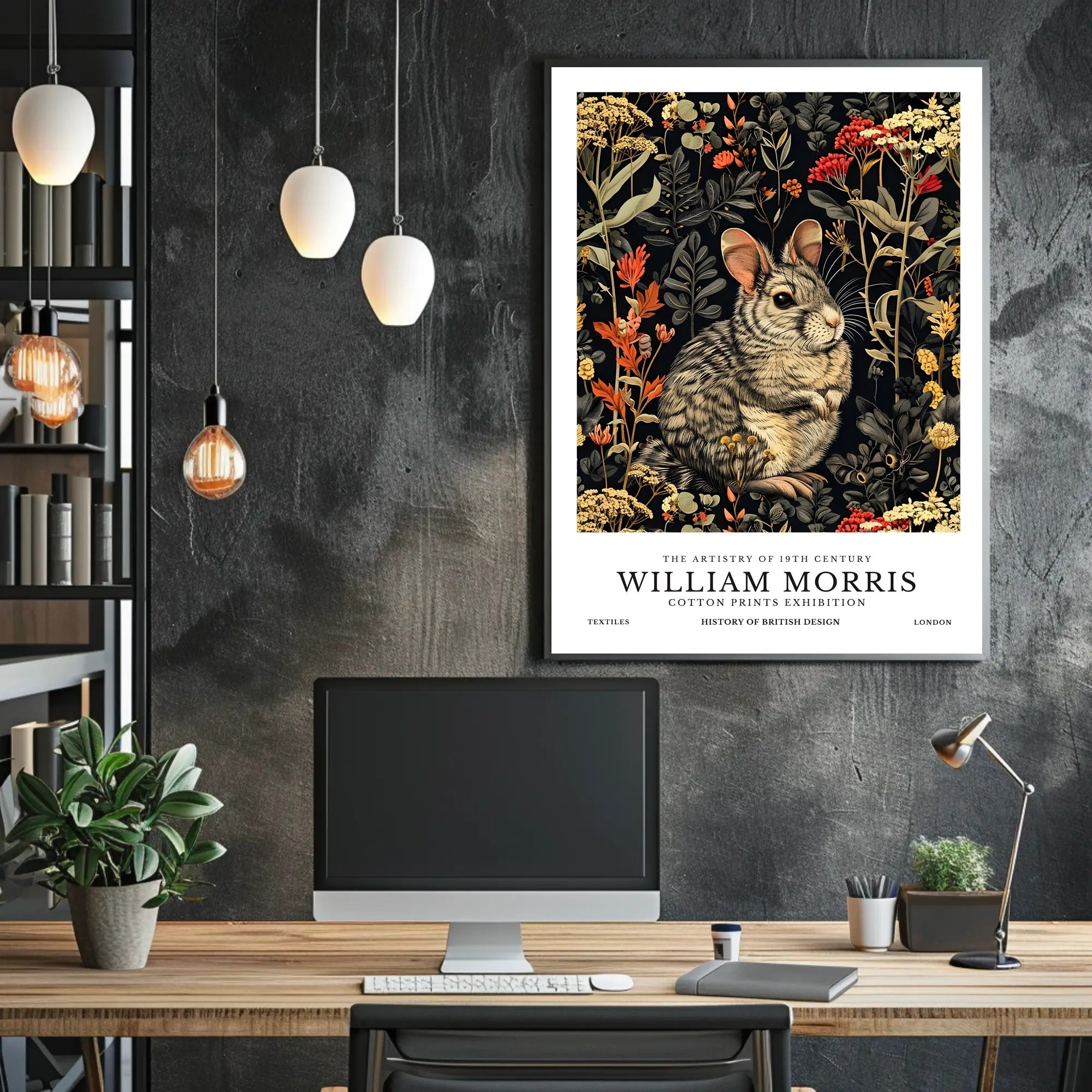Chinchilla in Arts and Crafts Nature Artistic Poster