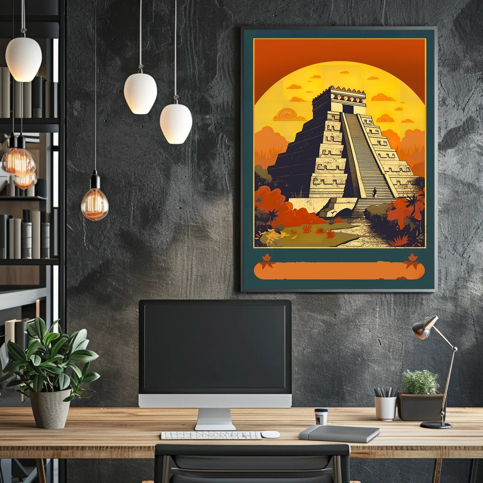 Ancient Pyramid at Sunset Poster