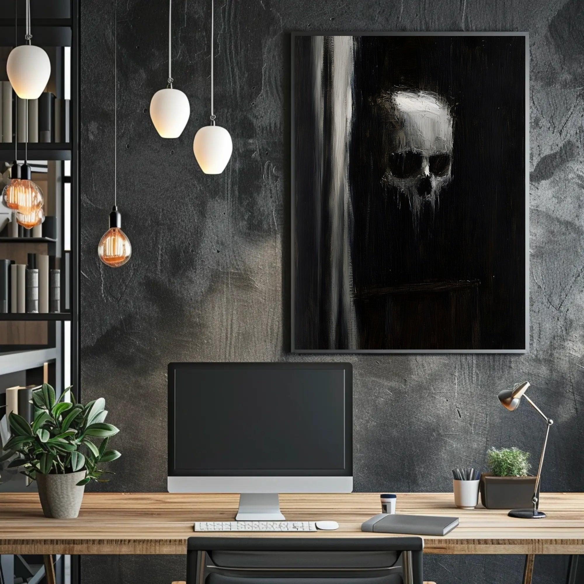 Haunting Textured Skull Dark Abstract Artistic Poster PosterGoat