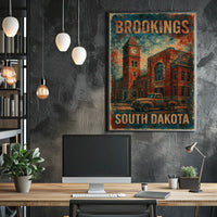 Brookings South Dakota Vintage Charm Cityscape Travel Decor Prairie Vibes Poster