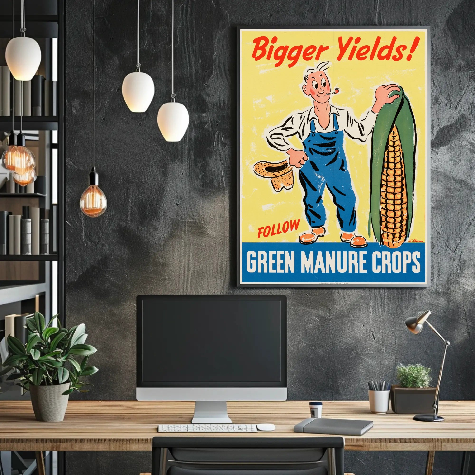 Agriculture Innovation Vintage Art: Mid-Century Propaganda Poster PosterGoat
