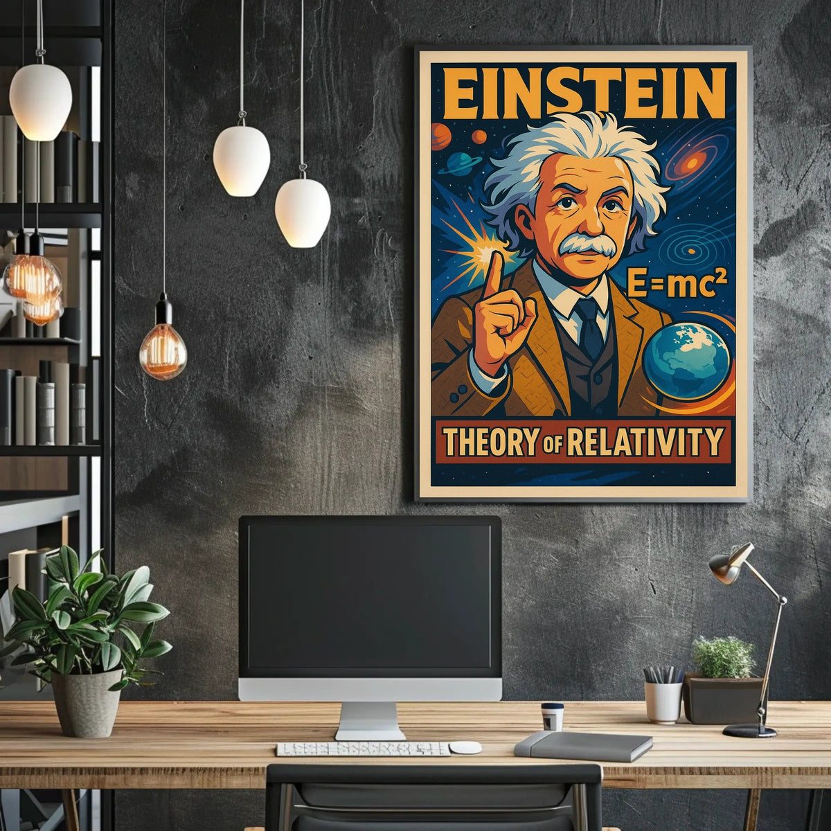 Einstein Relativity Scenic Vintage Curious Poster