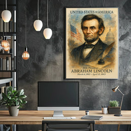 Abraham Lincoln 16th President of the United States Vintage Watercolor Poster