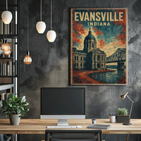Evansville Indiana Scenic Cityscape Nostalgic Poster