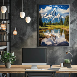 Grand Teton Travel Poster Vintage Mountain Print