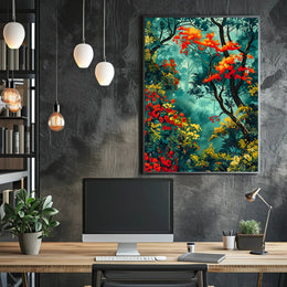 Vibrant Forest Scene William Morris Art Poster