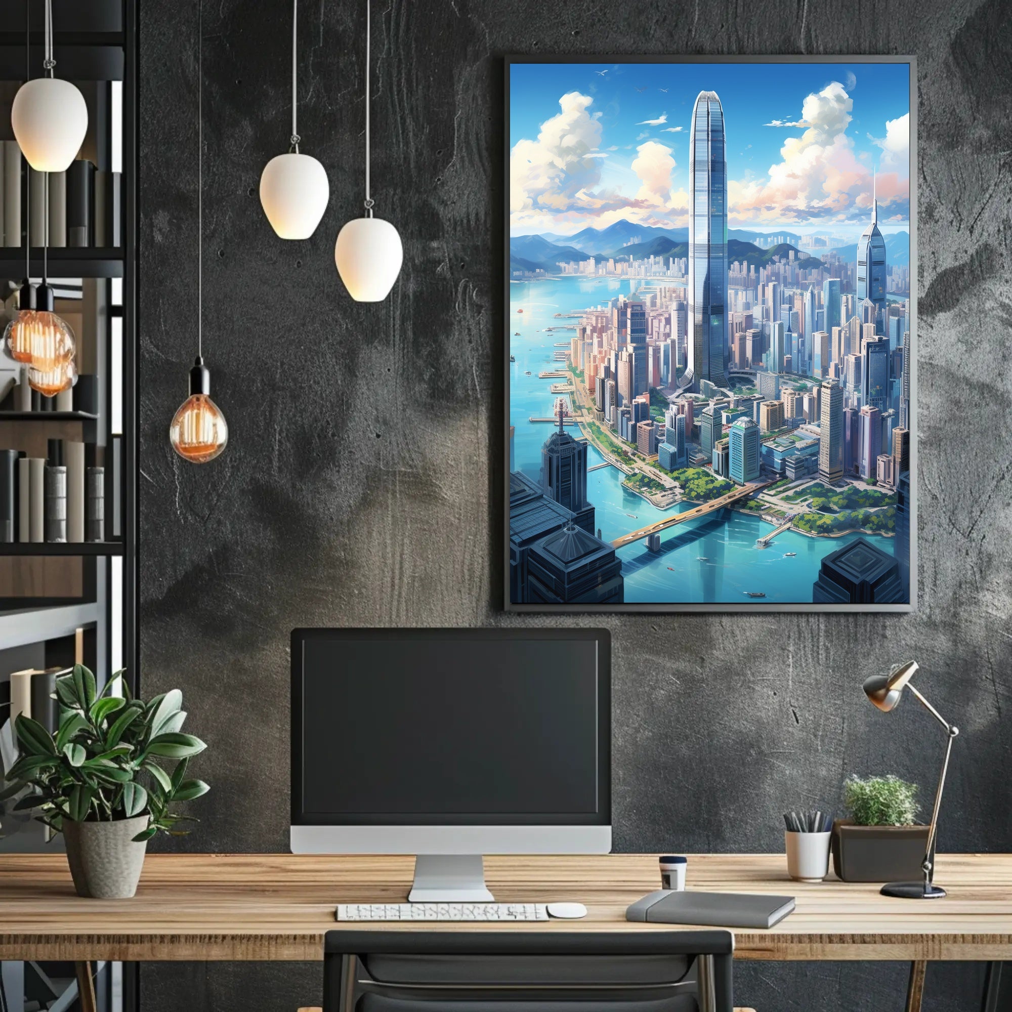 Stunning Metropolis Skyline Modern Urban Travel Poster