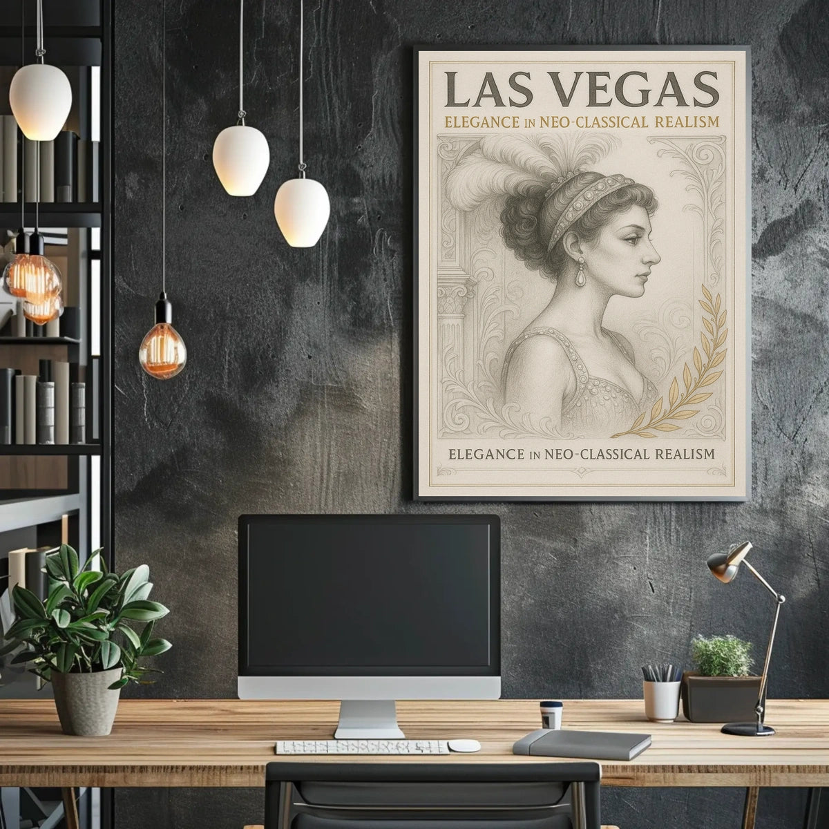 Neoclassical Woman with Las Vegas Poster