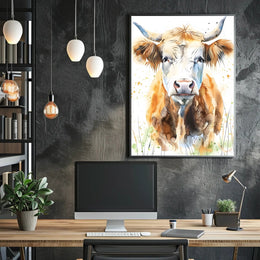 Cow Watercolor Wall Art Poster Rustic Farmhouse Print