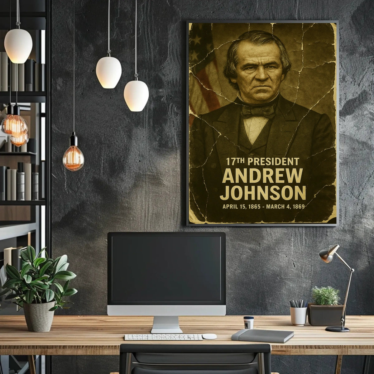 Andrew Johnson 17th President of the United States Damaged Photograph Poster