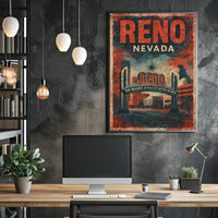 Reno Nevada Nostalgic Travel Vintage Americana Poster