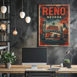 Reno Nevada Nostalgic Travel Vintage Americana Poster