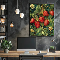 Vintage Strawberry Botanical Art Illustration Poster