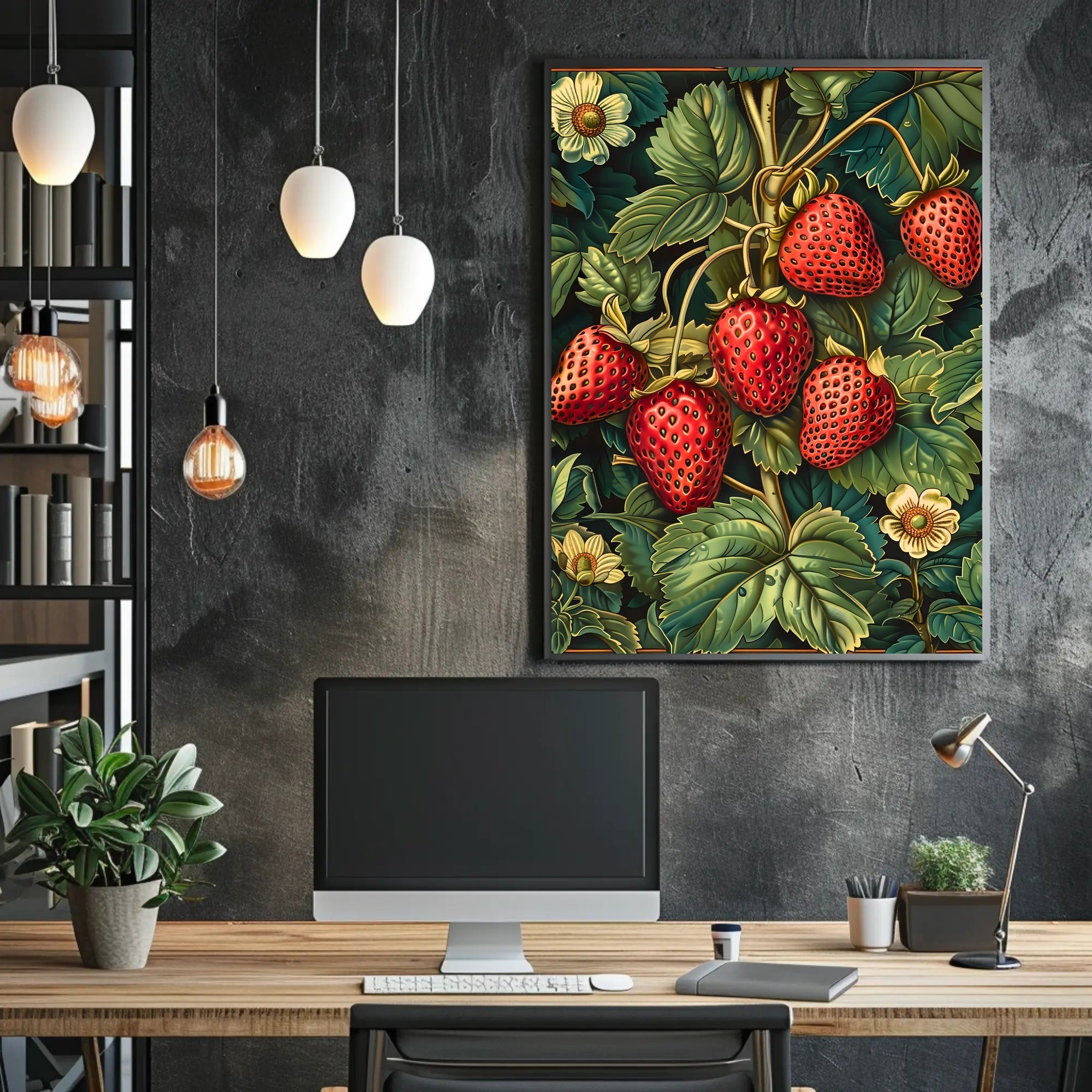 Vintage Strawberry Botanical Art Illustration Poster