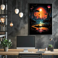 Alien Landscape At Sunset Poster