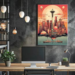 Surreal Seattle Skyline Poster