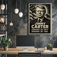 Jimmy Carter 39th President of the United States B & W Comic Sketch Poster