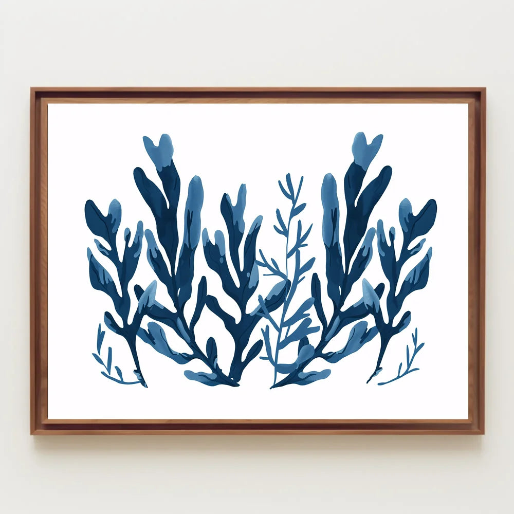 Abstract Blue Seaweed Minimalist Art Poster