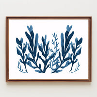 Abstract Blue Seaweed Minimalist Art Poster